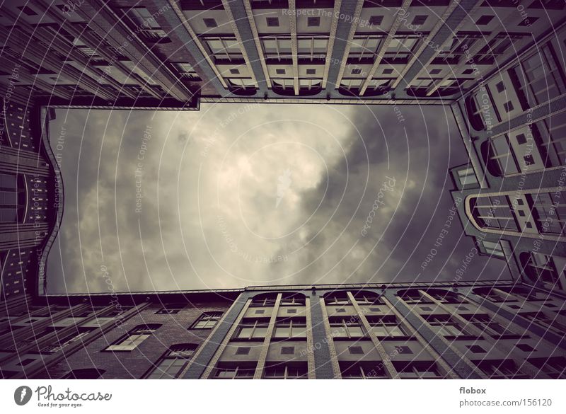 Dark Clouds in the Sun Berlin Backyard Courtyard House (Residential Structure) Sky Interior courtyard Facade Architecture Window Town Geometry Historic