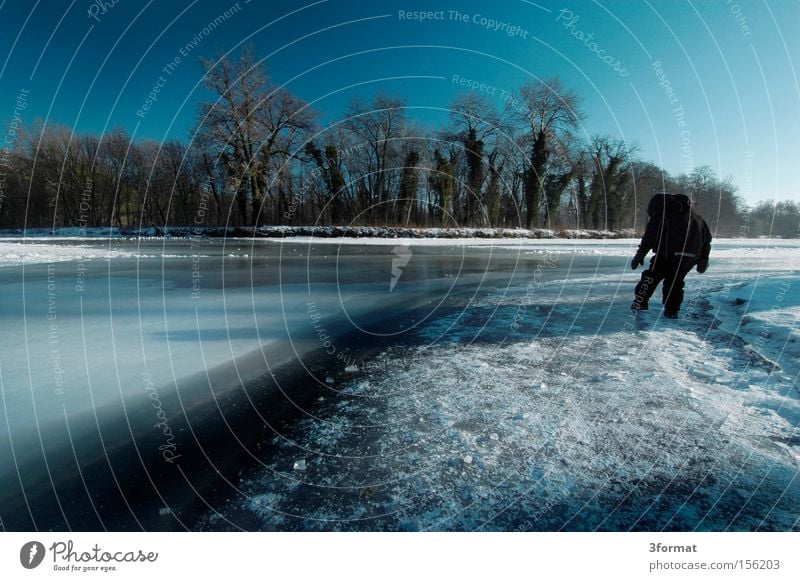 test Winter Ice Lake Frozen Cold Blue Solidify Amazed Expectation Attempt Dangerous Risk Wide angle Caution Concentrate Threat