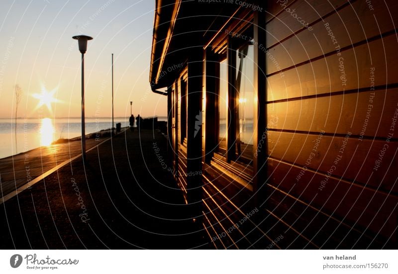 Shelter on a frosty day. Sunset Hut Lake Lower Saxony Germany Winter Cold Safety (feeling of) Beautiful Cozy Peace Reflection Shadow Exterior shot