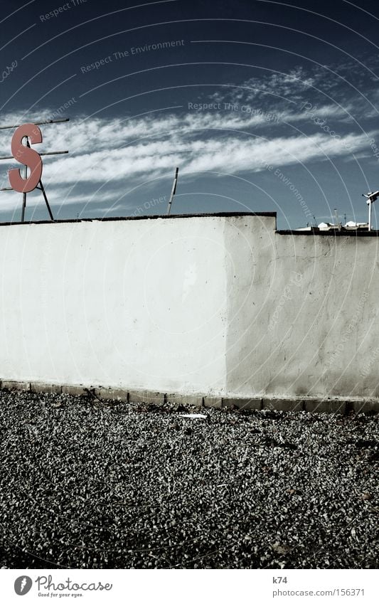 S Letters (alphabet) Wall (barrier) Sky Red Clouds Gravel Pebble Traffic infrastructure Exhibition Trade fair Characters