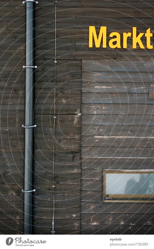 market House (Residential Structure) Building Markets Rain gutter Wooden hut Window Brown Yellow Typography Detail Letters (alphabet) Characters Signage