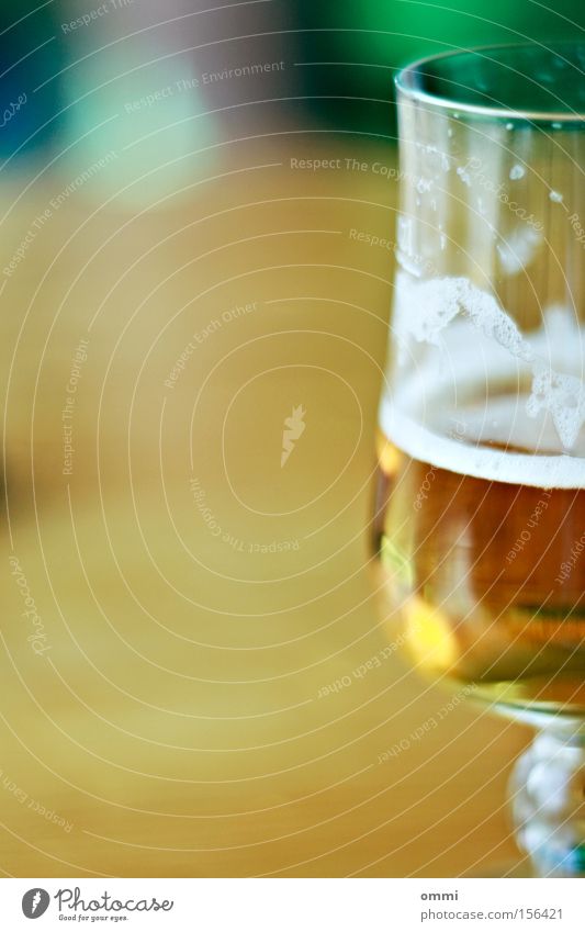 after-work beer Alcoholic drinks Beer Glass Closing time Cold Delicious Gold White Vice Contentment Beer glass Foam Colour photo Close-up Detail Deserted