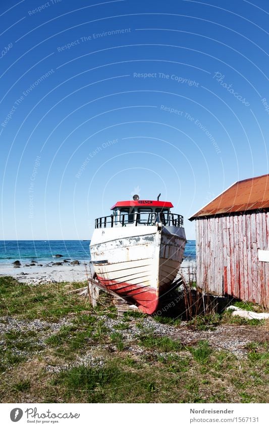 on the dry Vacation & Travel Far-off places Summer Ocean Nature Landscape Elements Sky Cloudless sky Beautiful weather Coast Fishing village Deserted Hut