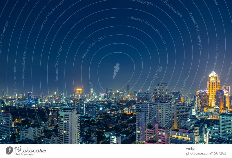 Bangkok skyline at night panorama Office Town Downtown Skyline High-rise Architecture Vacation & Travel Lighting Quarter sukhumvit Bench Asia Thailand