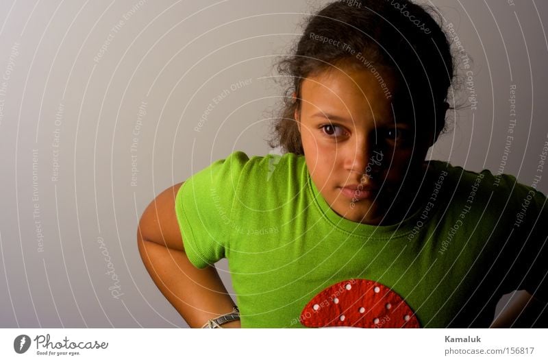 Mushroom Top Girl Youth (Young adults) Green Red White Portrait photograph Child