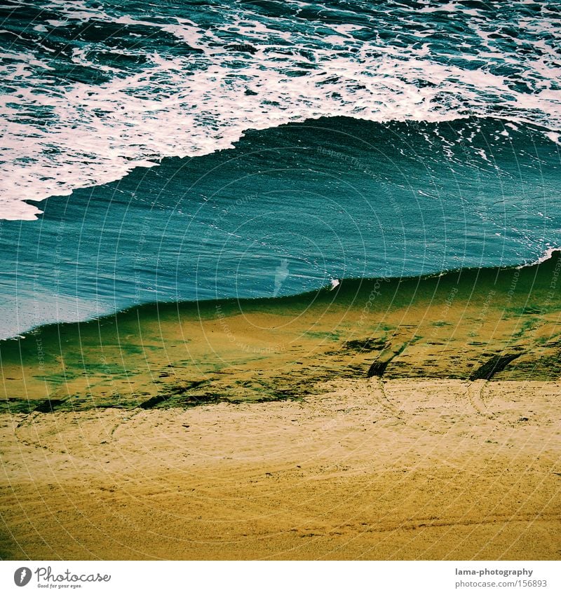 true blue Beach Coast Ocean Waves White crest Sand Gale Storm Surf Clouds Sky Tide Elements Water optical illusion