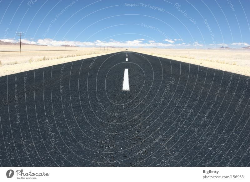 on the road again Street Far-off places Freedom Namibia Desert Sand Tar Horizon Traffic infrastructure Africa