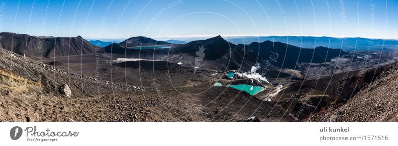 Tongariro Alpine Crossing Nature Landscape Plant Elements Earth Sand Fire Air Water Sky Cloudless sky Sun Summer Beautiful weather Hill Rock Alps Mountain Peak