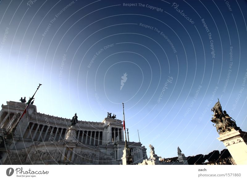 Blue the sky over Rome. Sky Beautiful weather Italy Town Capital city Downtown Old town Palace Places Piazza Venezia Tourist Attraction Landmark Monument