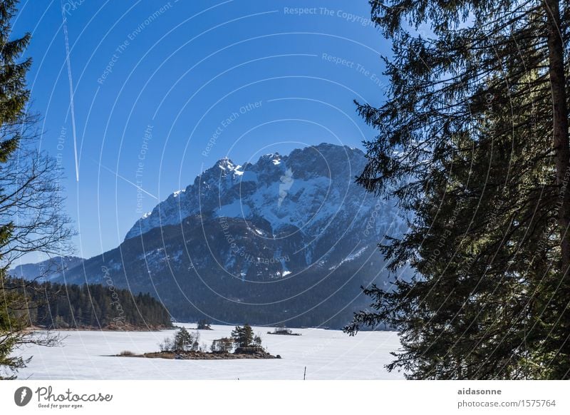 Eibsee Landscape Spring Winter Beautiful weather Alps Mountain Snowcapped peak Lake Eib Lake Happy Contentment Attentive Caution Serene Calm Bavaria