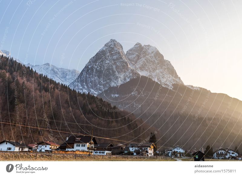 Grainau Landscape Cloudless sky Sunrise Sunset Spring Bad weather Alps Mountain Contentment Caution Serene Calm Colour photo Exterior shot Deserted Twilight