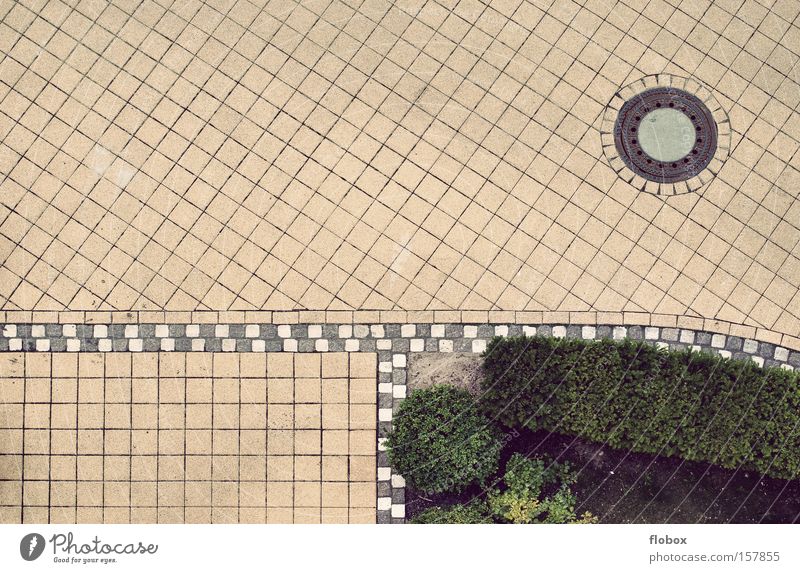 not so exciting Street Courtyard Pattern Cobblestones Paving stone Frame Structures and shapes Bird's-eye view Gully Highway ramp (entrance) Clean Arrangement