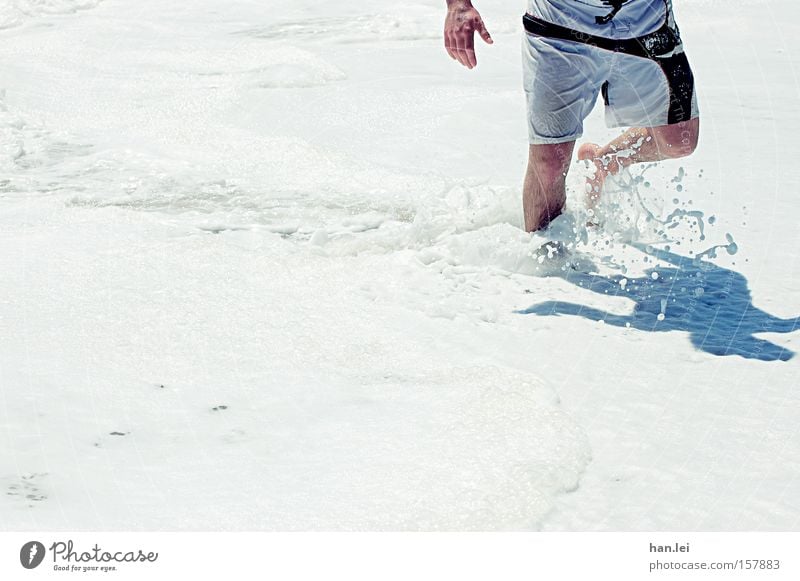 Sporty Beach Foam Ocean Legs Pants Tracksuit bottoms Swimming trunks Walking Going Shadow White Swimming & Bathing Water Wet Man Playing Power Force Fitness