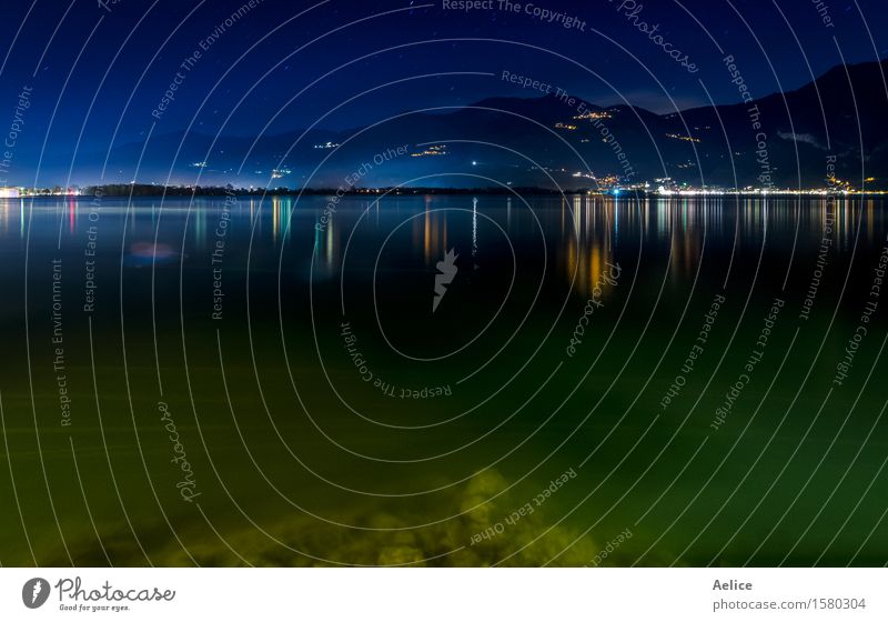 Lovere, Iseo Lake night lights Vacation & Travel Tourism Sightseeing Environment Nature Landscape Sky Lakeside Brescia Italy Europe Places Blue Green Peace