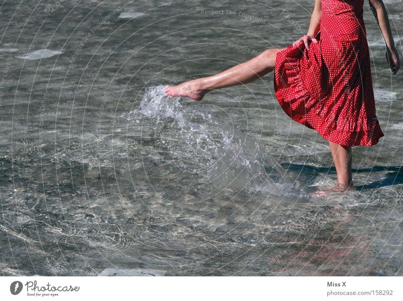 A summer picture Colour photo Exterior shot Joy Swimming & Bathing Vacation & Travel Summer Bathroom Young woman Youth (Young adults) Woman Adults Legs Water