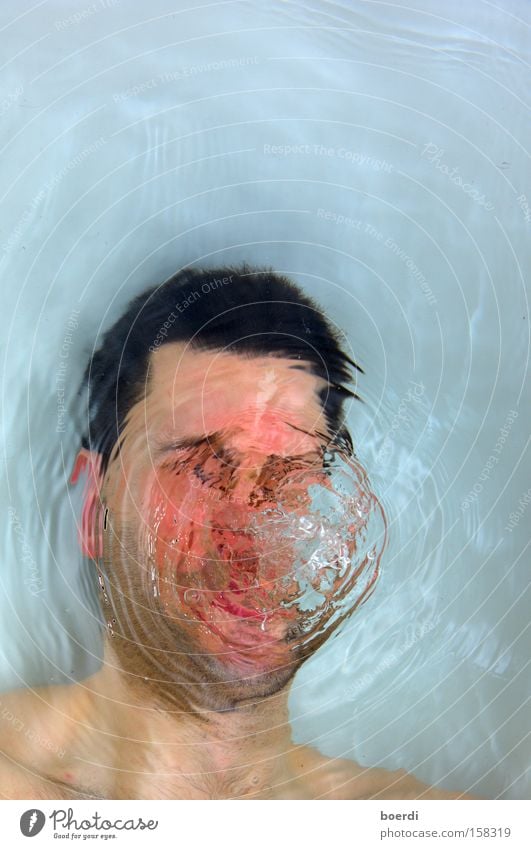 sTaydown Close-up Underwater photo Copy Space top Reflection Deep depth of field Portrait photograph Looking into the camera Closed eyes Joy Summer Waves