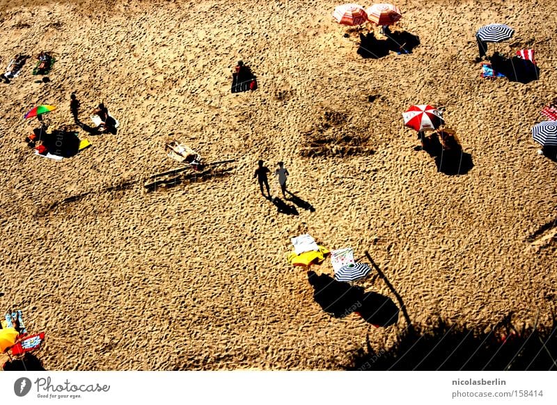 NUDISM Beach Ocean Sand Relaxation Vacation & Travel Human being Sunshade Couple Joy Panorama (View) Summer seaside In pairs Large