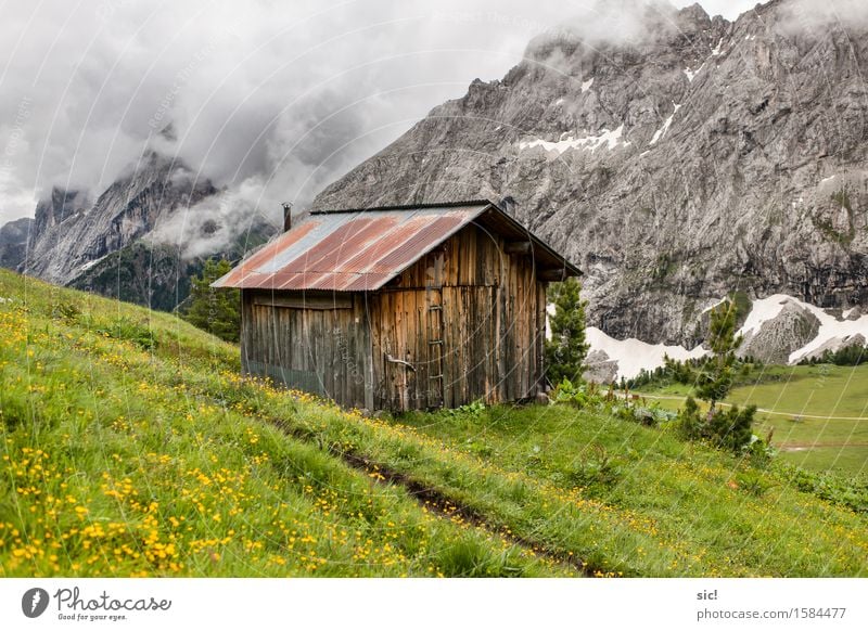 refuge Vacation & Travel Tourism Trip Mountain Hiking Winter sports Climbing Mountaineering Environment Nature Landscape Plant Clouds Weather Meadow Rock Alps