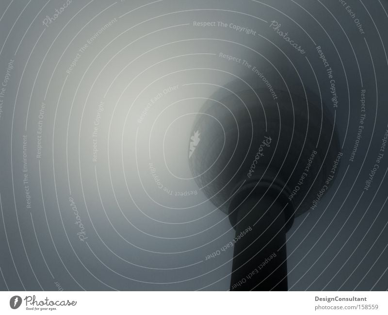 Berli Nebula Berlin Transmitting station Berlin TV Tower Television tower Fog Blue Bright spot Winter Landmark Monument Detail alex