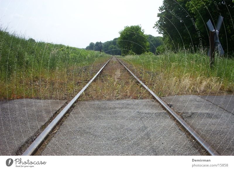 2-track Railroad tracks Middle Transport Double exposure