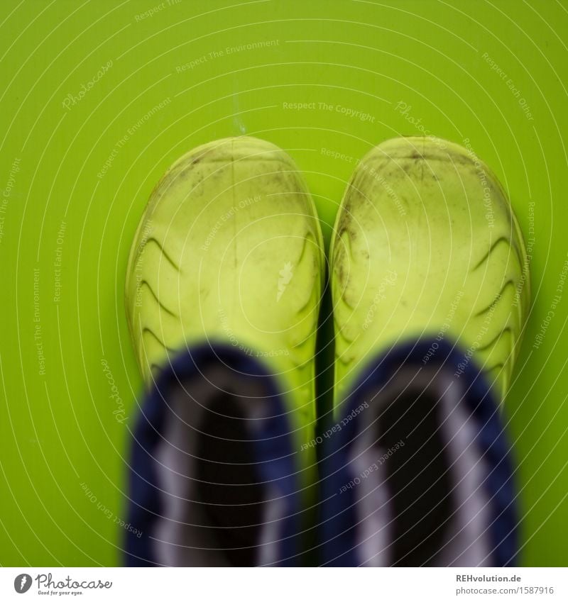 "Should I still put on my rubber boots?" Child Infancy Footwear Boots Rubber boots Dirty Green Adventure Colour Joy Joie de vivre (Vitality) Small Colour photo