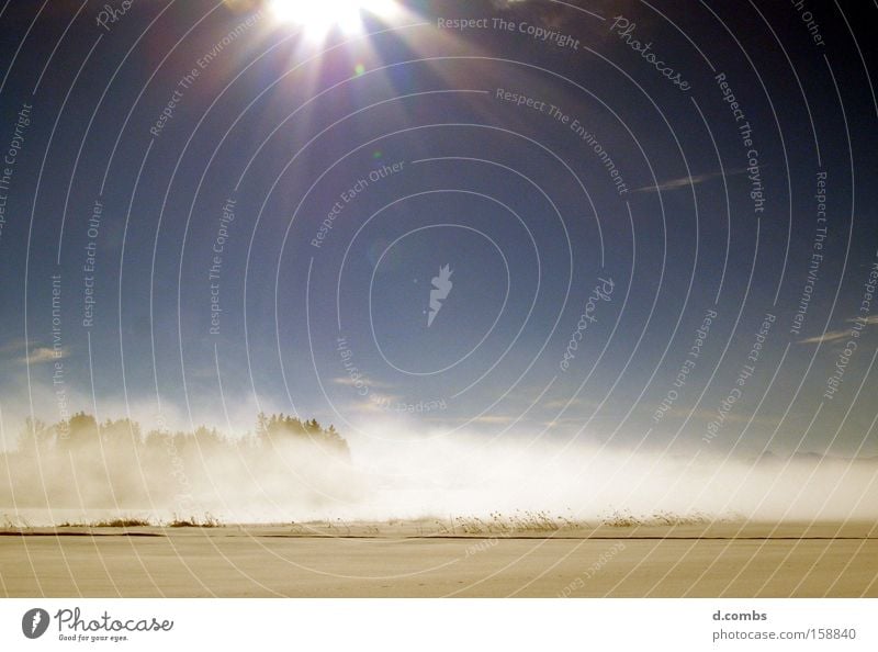 German winter silence Winter Snow Ice Fog Haze Sunlight Landscape Field Sky