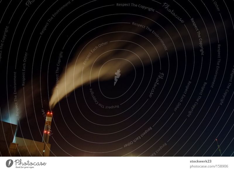 Where there is smoke... Night Chimney Exhaust gas Winter Refuse incineration Environmental pollution Environmental protection Emission Climate change Ecological