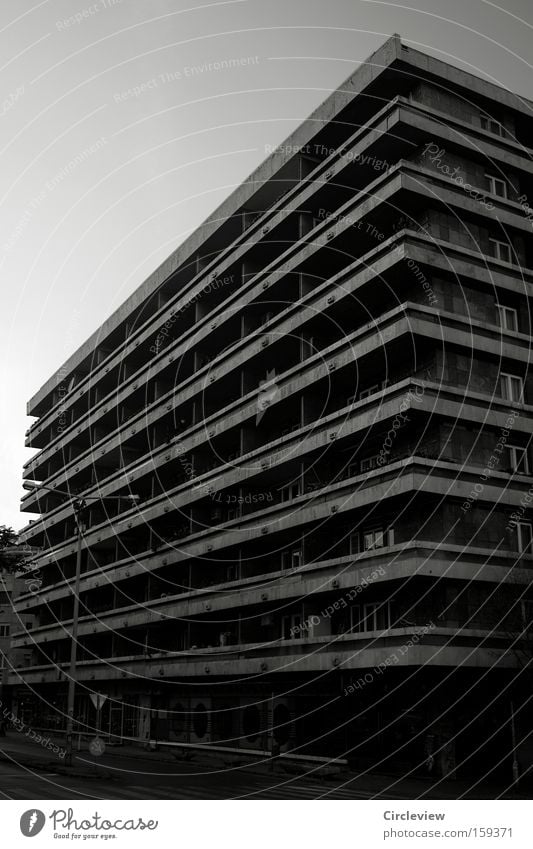 cross-striped makes thick House (Residential Structure) New building Budapest Balcony Loneliness Underexposed High-rise Habitat Living or residing Life Town