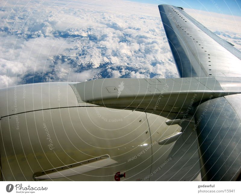 turbine Airplane Engines Clouds Aviation Alps Wing Sky