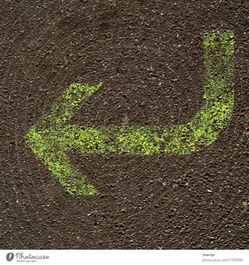 Return Colour photo Exterior shot Copy Space bottom Bird's-eye view Street Signs and labeling Signage Warning sign Arrow Old Gray Green Decline Enter Ground