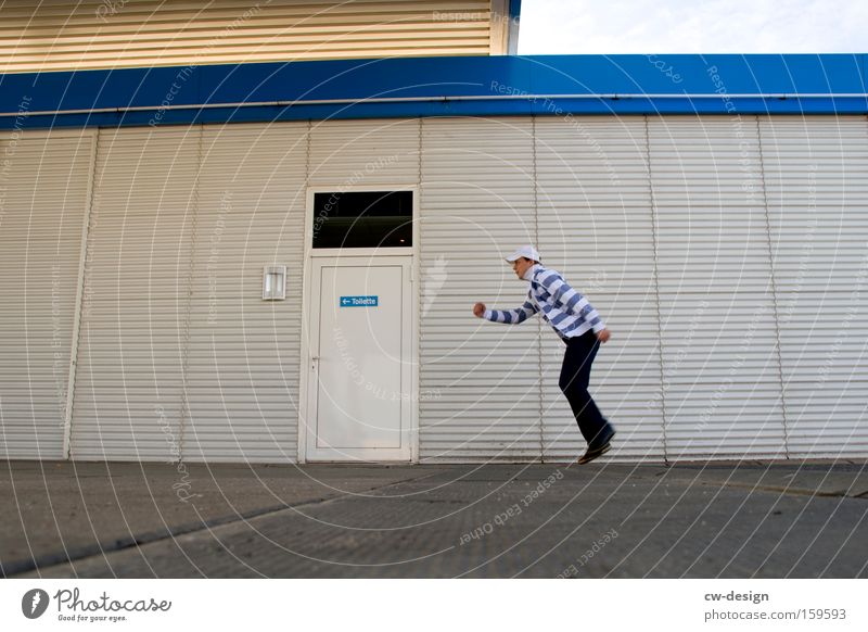 To the quiet place Bathroom Jogging Human being Masculine Young man Youth (Young adults) Man Adults 1 18 - 30 years Building Wall (barrier) Wall (building)