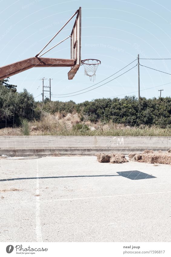 Let's do it -I- Basketball Basketball basket Basketball arena Crete Village Deserted Concrete Wait Hot Broken Gloomy Boredom Loneliness resignation Poverty