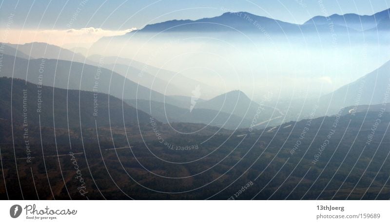 Lowland Nebula Mexico High plain Mountain Fog Valley Landscape Panorama (View) Peak Downhill race Vacation & Travel Tourist Tourism Central America Sky Large