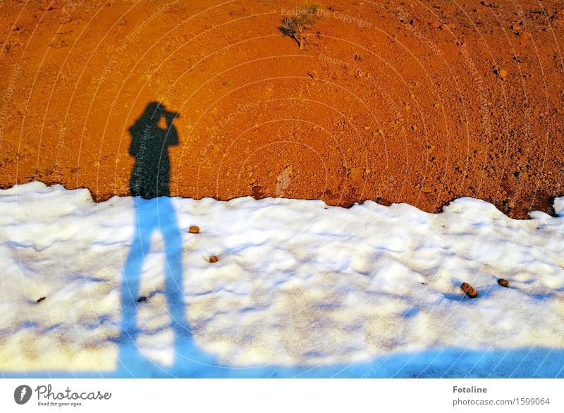 favourite hobby Human being Feminine 1 Environment Nature Elements Earth Sand Winter Beautiful weather Snow Bright Natural Red Black White Shadow Photographer