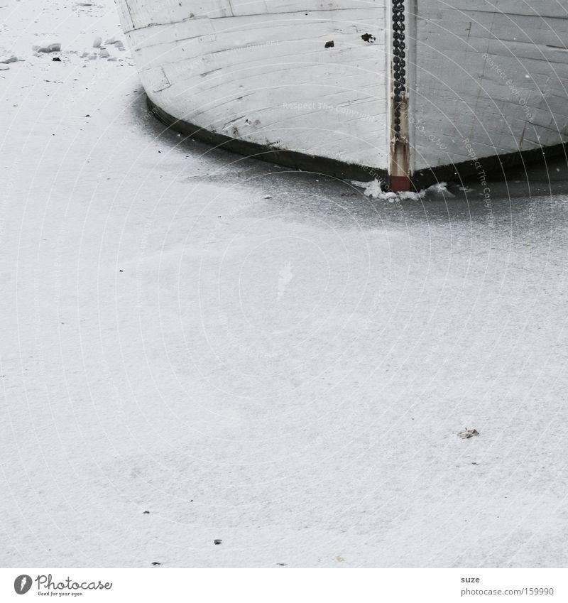 icebreaker Watercraft Motor barge Ice Ocean Harbour Jetty White Cold Winter Frost Wood Navigation Expedition Arctic Ocean Black & white photo