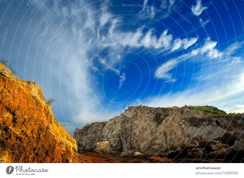 Yellow Rock and Cloud Formation Environment Nature Landscape Sky Clouds Sunlight Summer Warmth Hill Mountain Canyon Esthetic Elegant Far-off places Free Hot