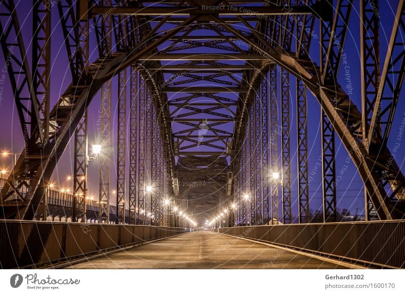 Historical Elbe bridges Port City Bridge Tourist Attraction Traffic infrastructure Bicycle Harbour Steel Esthetic Exceptional Elegant Blue Contentment Complex