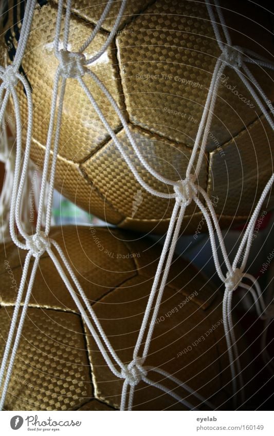 network Net Playing Sports equipment Hexagon Ball Warning Gold Equipment Hand ball Collection ball net Close-up Detail Deserted Colour photo Glittering Knot