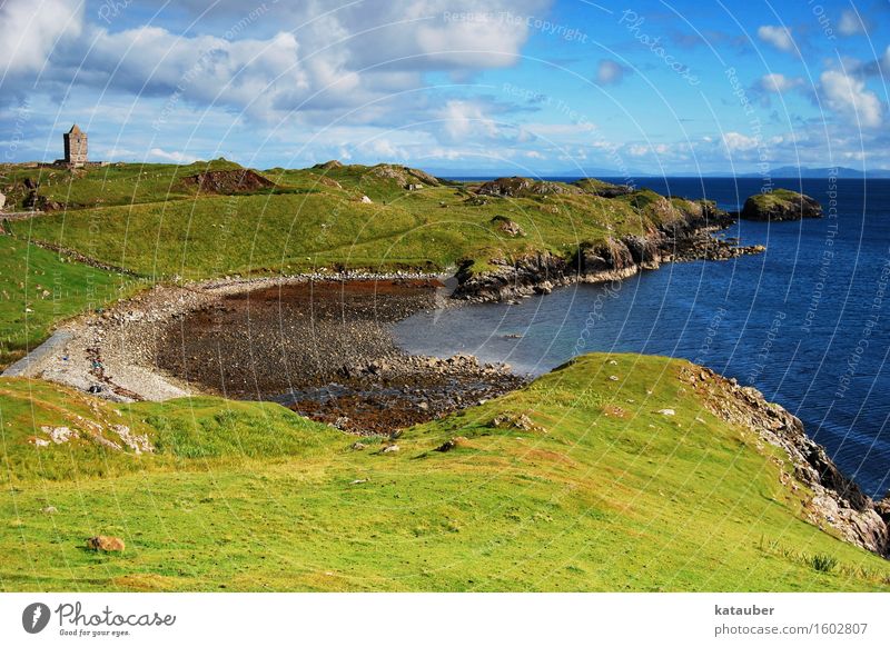 toboggan church Landscape Beautiful weather Meadow Hill Coast Bay Church Famousness Sharp-edged Historic Maritime Green Loneliness Relaxation Eternity