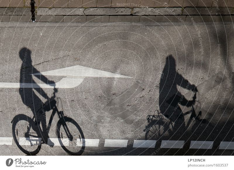 Aachen shadow. I Leisure and hobbies Trip Bicycle Human being Family & Relations Couple Body 2 Transport Means of transport Traffic infrastructure Road traffic