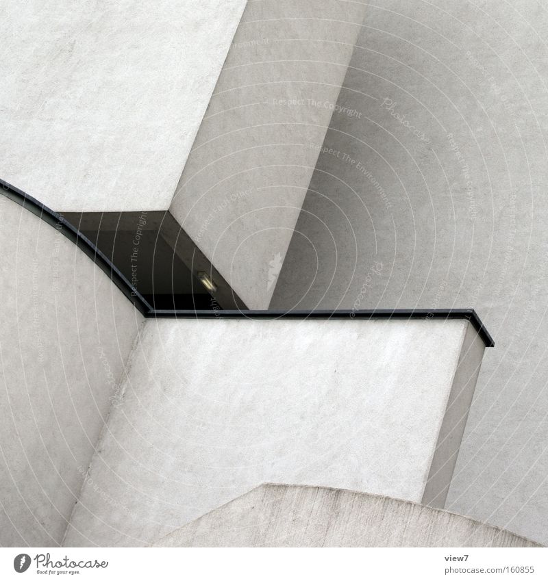 angular Corner Corner of the room Concrete Stone Architecture Detail Miter joint Aluminium Stairs Modern Gloomy Boredom Plaster White Colour Diagonal