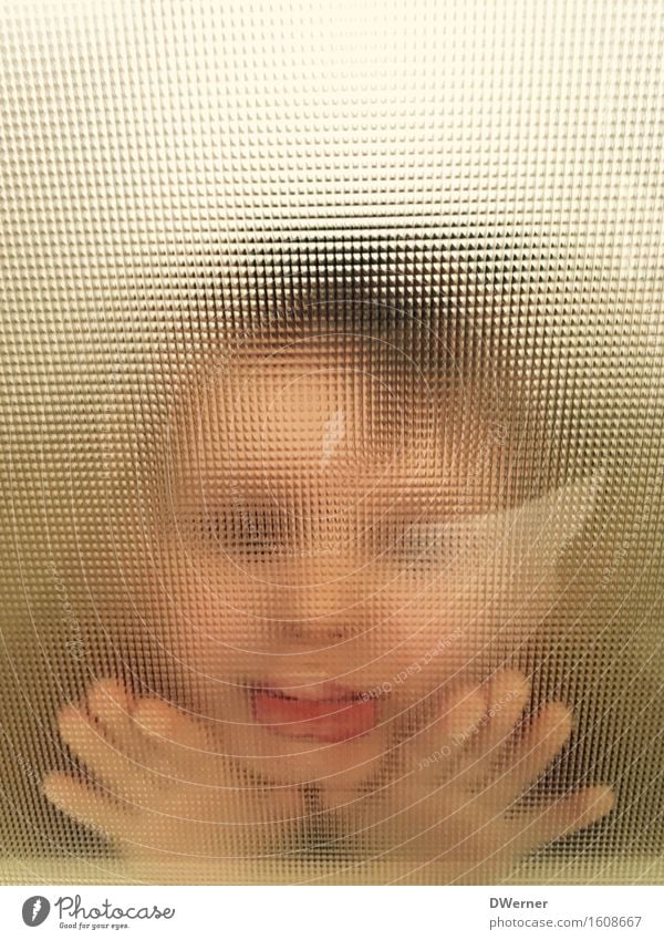 facial expression Beautiful Parenting Education Kindergarten Child Masculine Baby Toddler Girl Boy (child) Face Door Glass Kissing Smiling Looking Esthetic