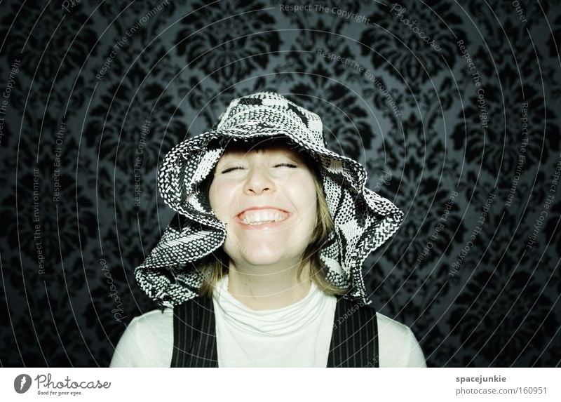 happiness Portrait photograph Woman Feminine Hat Head Wallpaper Looking Joy Happiness Funny Joie de vivre (Vitality) Laughter Retro Snapshot