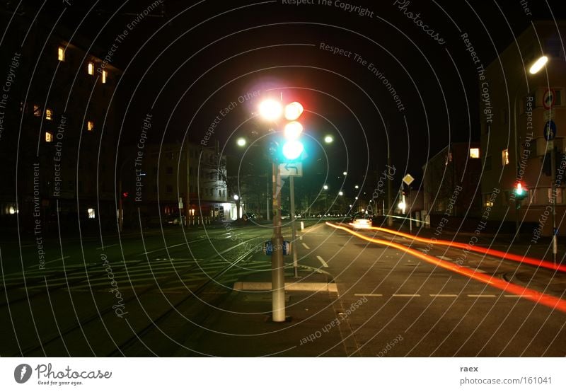 Würzburg Zellerau Traffic light Exposure Night Street Würzburg-Zellerau Motor vehicle Town Dark Bavaria Franconia Long exposure Car cultural city