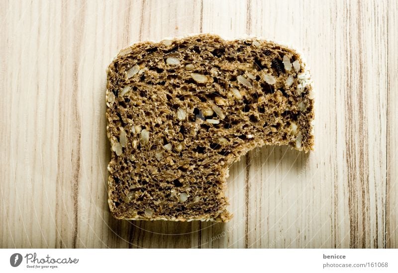 bitten into Bread Wholewheat Bite Nutrition Baked goods brochure disc Window pane Teeth Whole grain bread