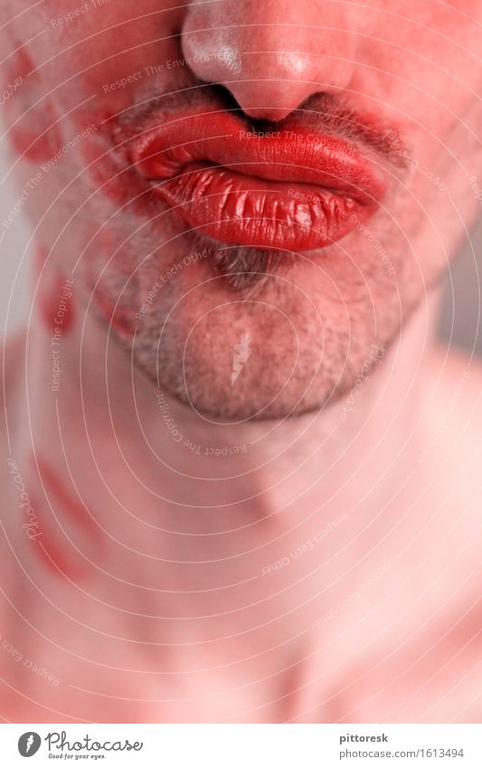 smoochy mouth Art Work of art Esthetic Mouth Pout Designer stubble Stubble Nose Impish Smiling Man Masculine Lips Lipstick Love Lovers Love affair