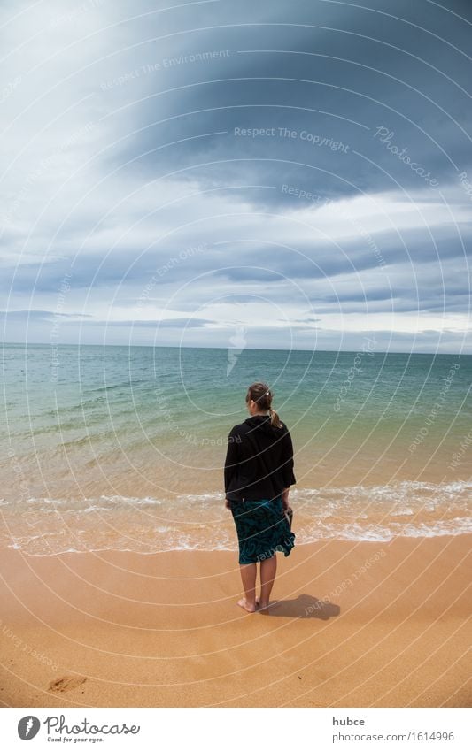 Woman at the beach in New Zealand Lifestyle Happy Vacation & Travel Tourism Freedom Beach Ocean Human being Feminine Adults 1 18 - 30 years Youth (Young adults)