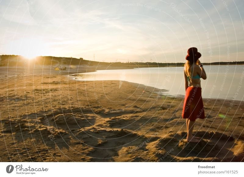 solar system Back-light Sun Summer Hat Woman Beautiful Bikini Blonde Sand Warmth Hot Beach Romance