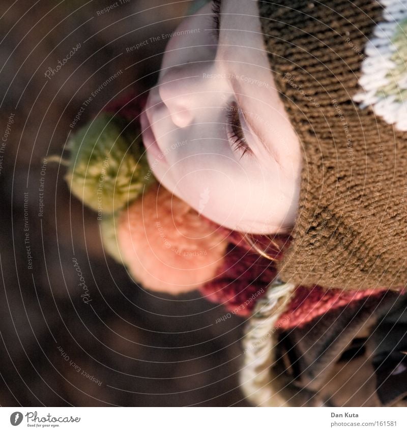 Autumn with Puscheln Girl Child Toddler Sweet Cute Tuft Soft Cap Portrait photograph Knit Cold Switzerland Anna