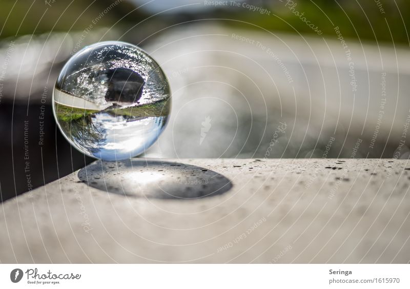 Ueckerblick through the glass ball Vacation & Travel Tourism Trip Nature Landscape Sky Spring Weather Beautiful weather River Glass Crystal Glittering